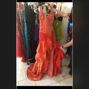 halter pageant prom dress